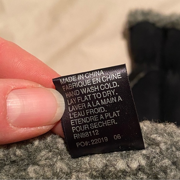 Woolrich Women’s Large Gloves Faux Suede Fleece Lined Black And Gray - Picture 5 of 7